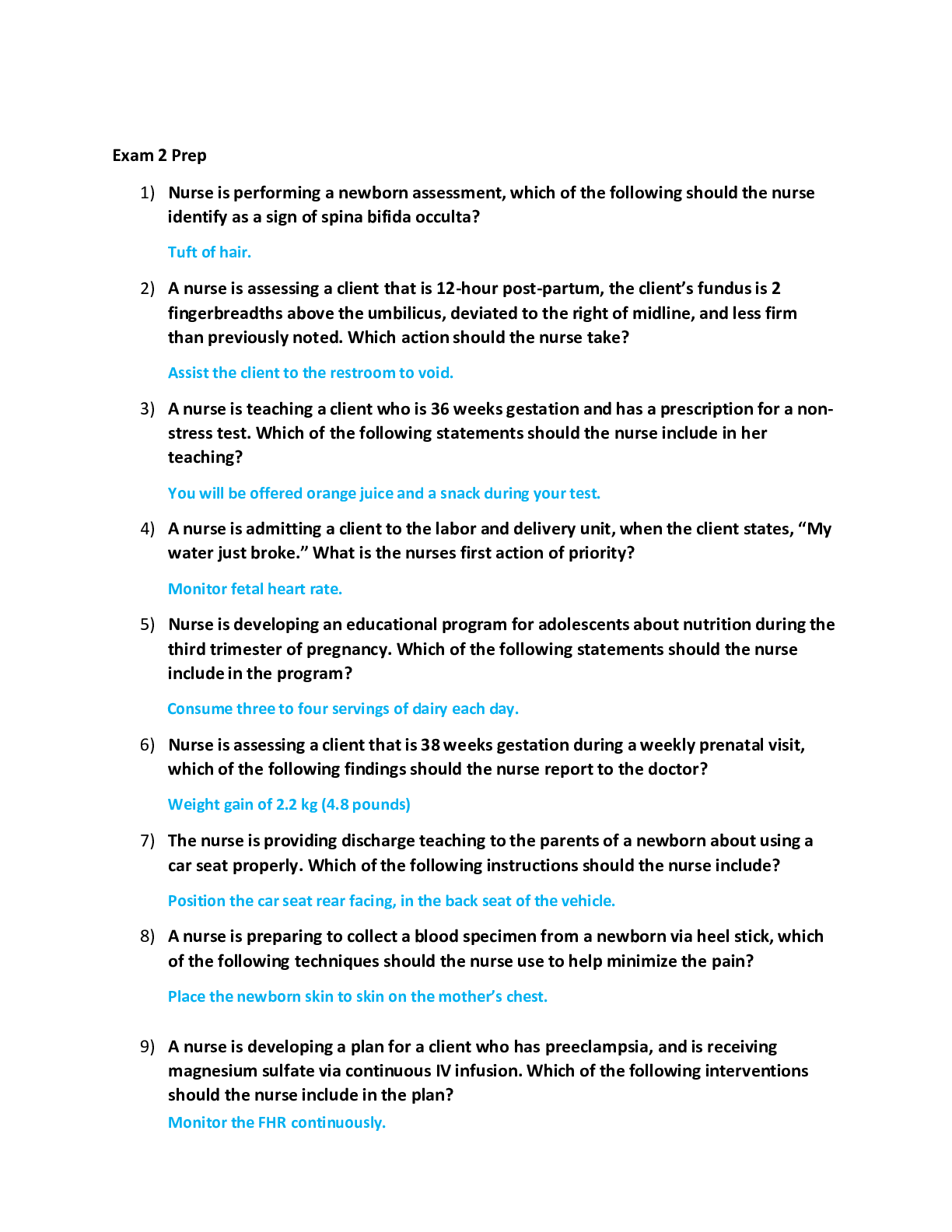 Preview of NR 327 EXAM 2 PREP - Questions and Answers